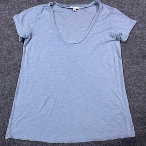 Standard James Perse Blue Cotton Modal Slub Scoop Neck T-Shirt Size 3